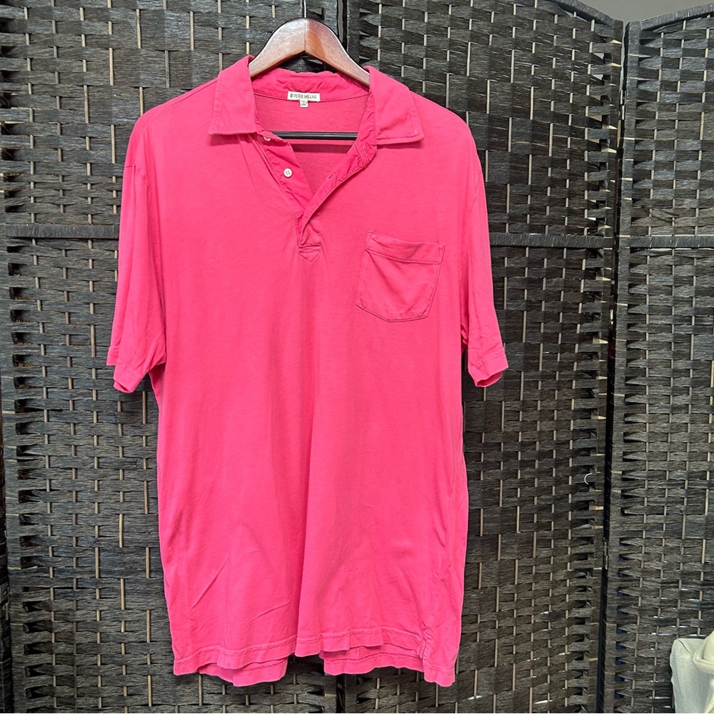 Peter Millar pink collar top size large short sleeved colonial country club